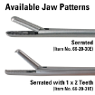 Serrated jaws available with our without 1 x 2 teeth