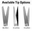 Operating Scissor tips options include blunt/blunt, sharp/sharp and blunt/blunt