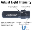 Adjust brightness to the desired level with light intensity control knob