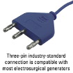 Three-pin industry-standard connection is compatible with most electrosurgical generators