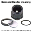 Lens unscrews from otoscope body for easy cleaning
