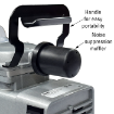 Features include a convenient carrying handle for portability and noise suppression muffler