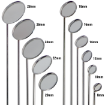 Elevan laryngeal mirror diameters available ranging form 10mm - 28mm