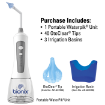 Ear Lavage Irrigation System includes 1 Portable Waterpik Unit, 40 Disposable Tips, and 3 Irrigation Basins